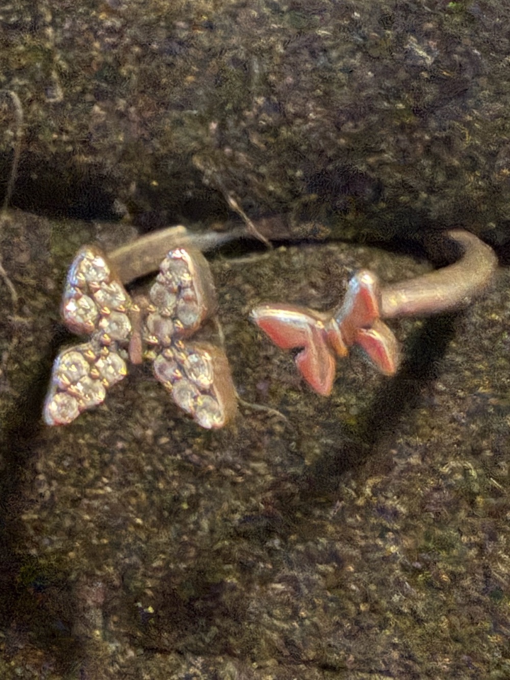 Ring, Butterflies and crystals, Sterling Silver, 7
